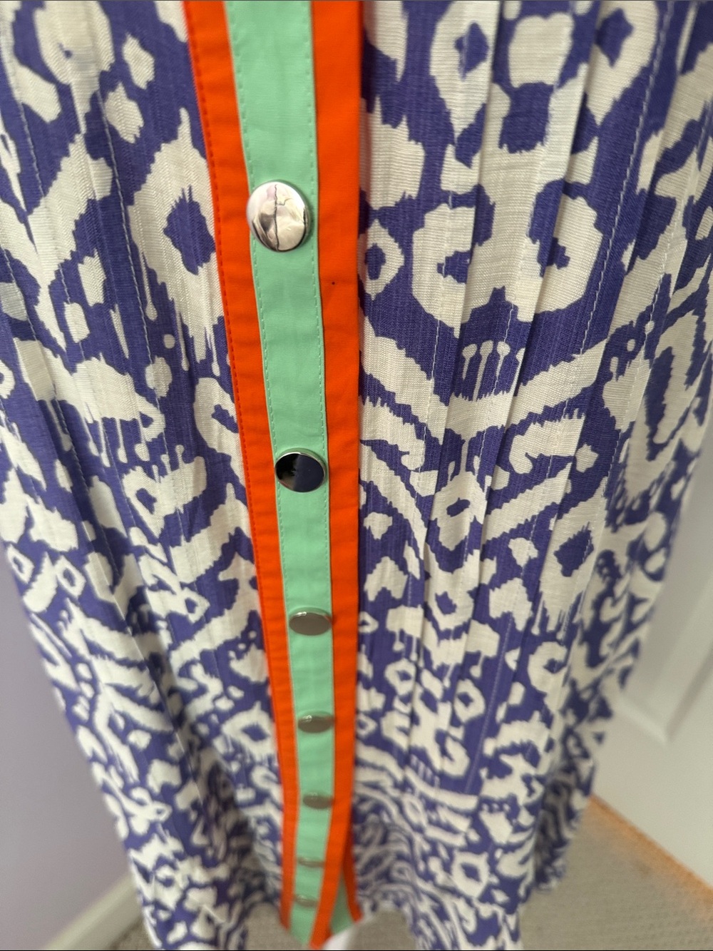 THML Purple and White Ikat Dress with Orange & Mint Trim - Picture 3 of 8